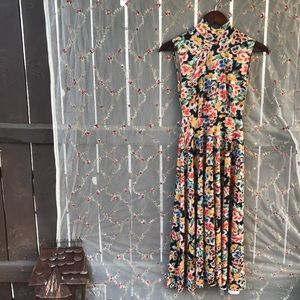 Zara 70s inspired floral mock neck dress S